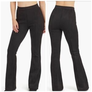 Spanx Black Faux Suede Flared Ponte Pants